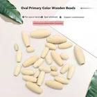 Wooden Beads Large Hole Wooden Beads Of Different Sizes Long Rice-shaped Wooden Beads Natural