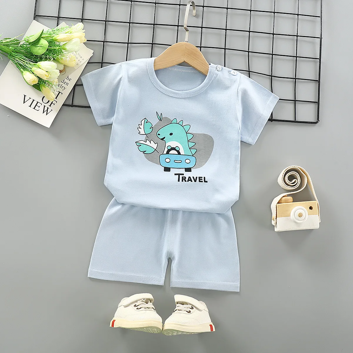 Baby boys and girls clothes new summer home clothes thin section short sleeve two-piece suit boys casual wear