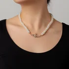 Pearl Beads Necklace Micro Pave Saturn Pendant Beaded Pearl Choker Pearl Planet Orb Necklace