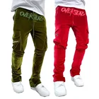 Pants Pants Puff Printed Custom Green Red High Quality Baggy Stacked Pants Mens Joggers Velvet Velour Track Pants Men