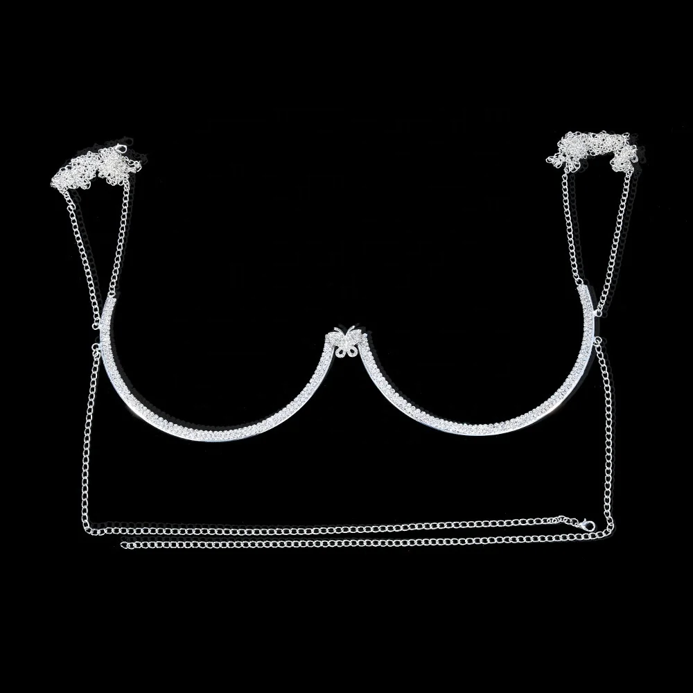 Sexy Butterfly Rhinestone Chest Bracket Bra Jewelry Chain For Women