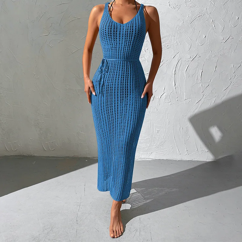 Women's Sun Protective Blouse Knitted Beach Hollow Dress