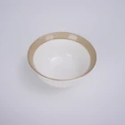 White Gold Wholesale White Glazed Round Shape Porcelain Flat Ceramic Dinner Plate With Gold Rim