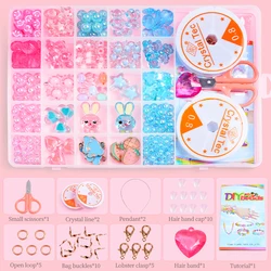 25 Grids Crystal Bunny Box Kit Beads With Many Accessories Bag DIY Craft Handmade Beaded