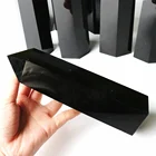 Black Obsidian Crystal Point Large Wand Tower Hand Carved Polish Obelisk Ornament For Home