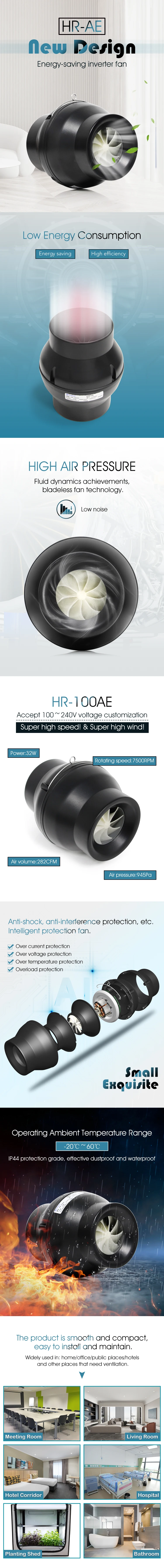 Inline Duct Fans, 100~240V, 166m³ - detail 10