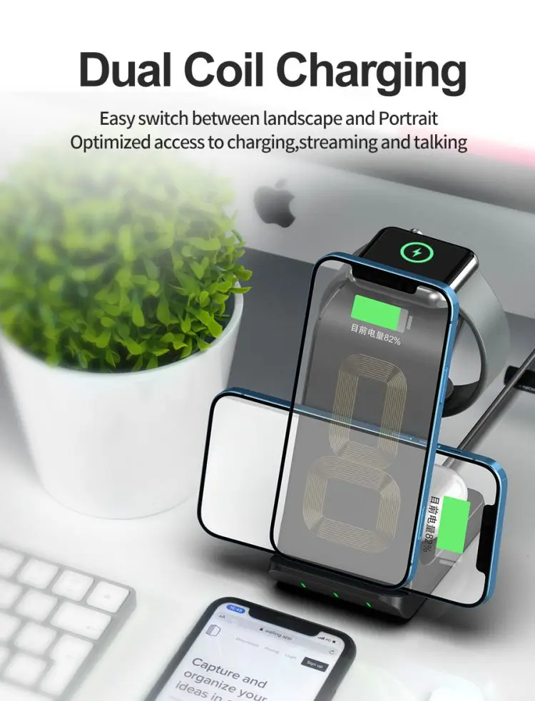 3in1 Fast Charging Station Dock Qi 15w Wireless Charger Stand For Phone Watch Earbuds Buy