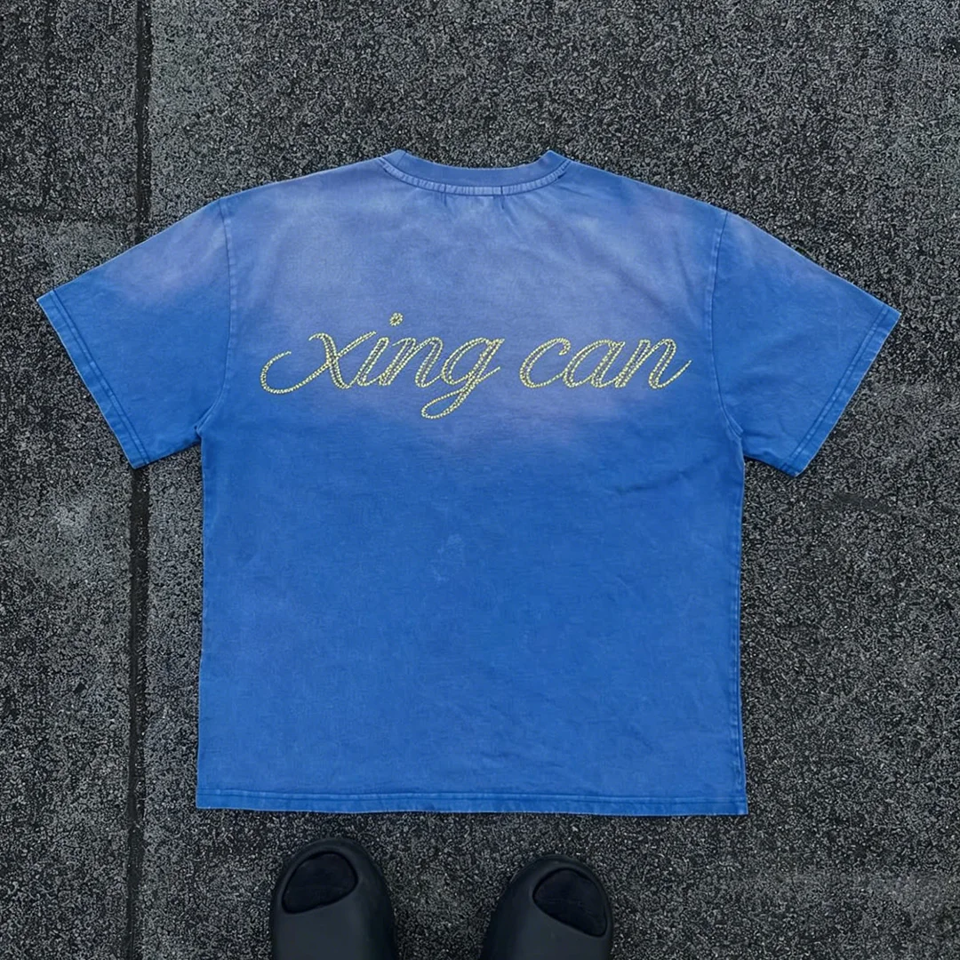 product vintage washed distressed dtg digital print t shirt summer mens loose heavyweight cotton short sleeve high end customizable113-6