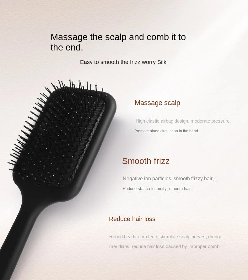 Paddle Pad Brush Plastic Detangling Hair Brush Customized Hair Brush with Logo details