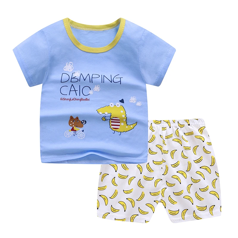 High Quality Hot Sale Baby Boys Clothing Sets Kids Clothing  short sleeve Clothes Cartoon Casual Cotton suit