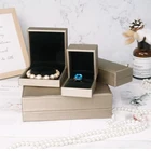 Pu Leather Black Leather Black Ring Box New Design PU Leather Black Velvet Ring Jewelry Box With Custom Logo