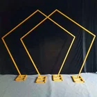 Gold Wedding Arch Wedding Outdoor Gold Metal Wedding Arch Christmas Balloon Arch Pentagon Wedding Arch