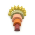 Educational Toy Puzzle Diy Sun Shape Food Grade Educational Toy Montessori Silicon Stacking Game For Baby