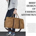 Travel Bag Travel Duffel Bag Waxed Canvas Overnight Bag Leather Weekend Carry-on Luggage Bag