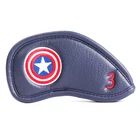 Special Design Blue Captain America Style Waterproof Thick PU Leather Golf Club Head Covers For Golf Iron Headcover