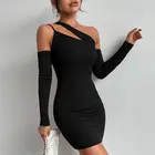 2021 Fashion Women Dress Fall Feel Off Shoulder Long Sleeves Dress Bodycon Casual Evening Dress For Ladies