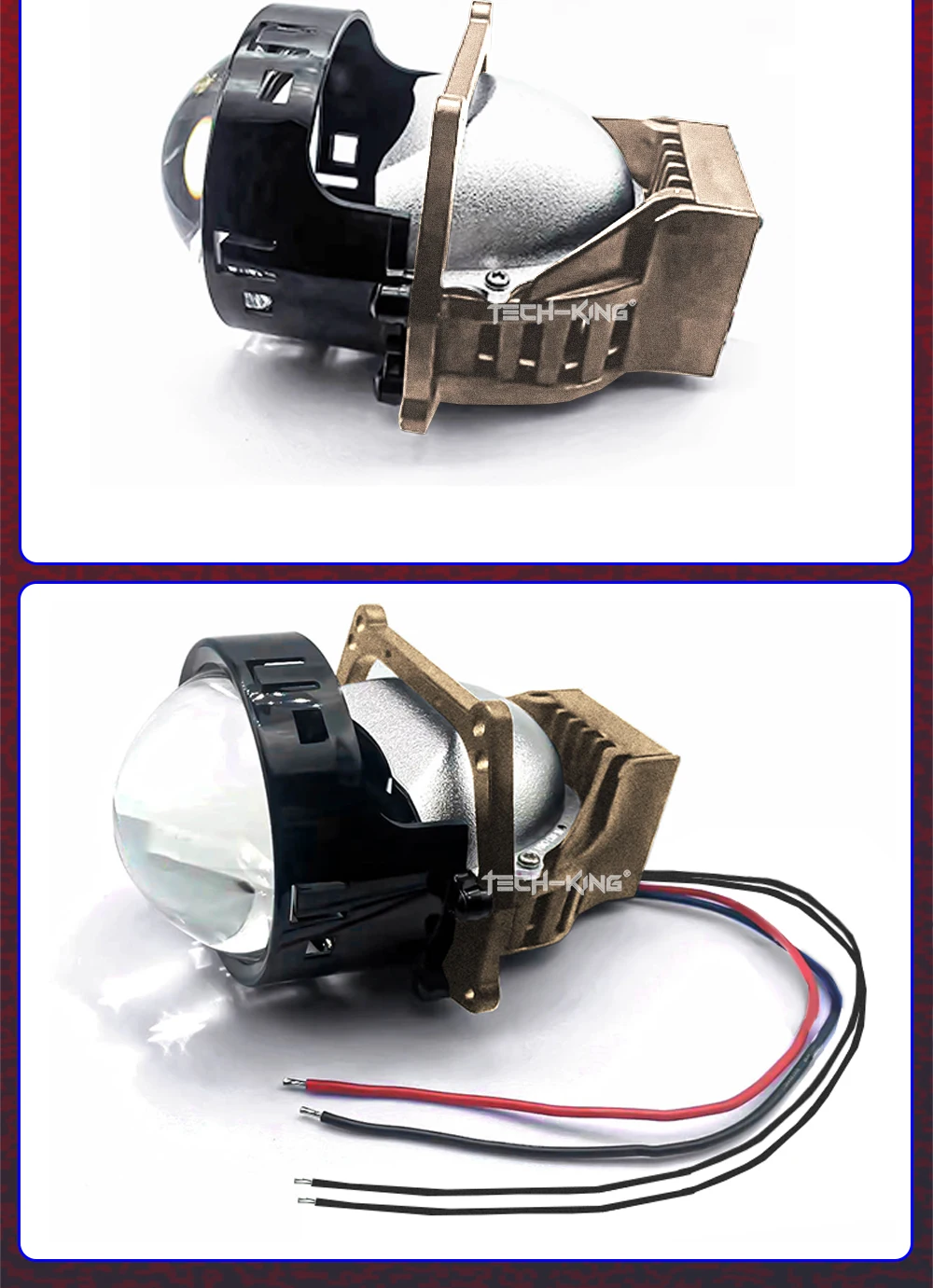 Car headlamp system bi led projector lens 3-inch double beam projection lens 126W double lamp cup LED projection lens headlights