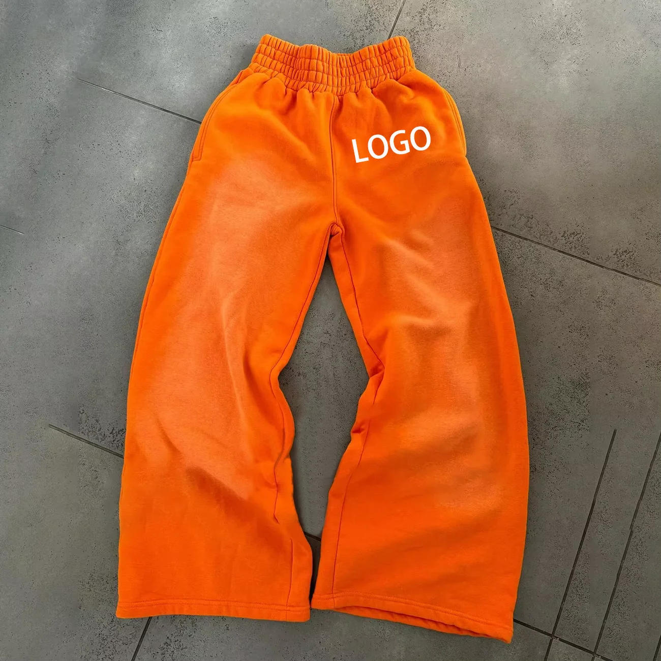 Leg Baggy Sweatpants Vintage Luxury Acid Wash Straight High Quality Cotton Y2K Printing Printed Knitted Custom Logo Men Black supplier