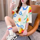 Tie-dye T-shirt Summer Cartoon Plus Size Student Casual Tie-dye Short-sleeved Ladies T-shirt