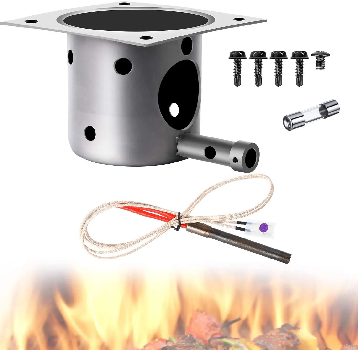 ZHOUWHJJ Fire Pot Burn Pot and Hot Rod Ignitor Kit Replacement Parts for Traeger and Pit boss Pellet Grill 