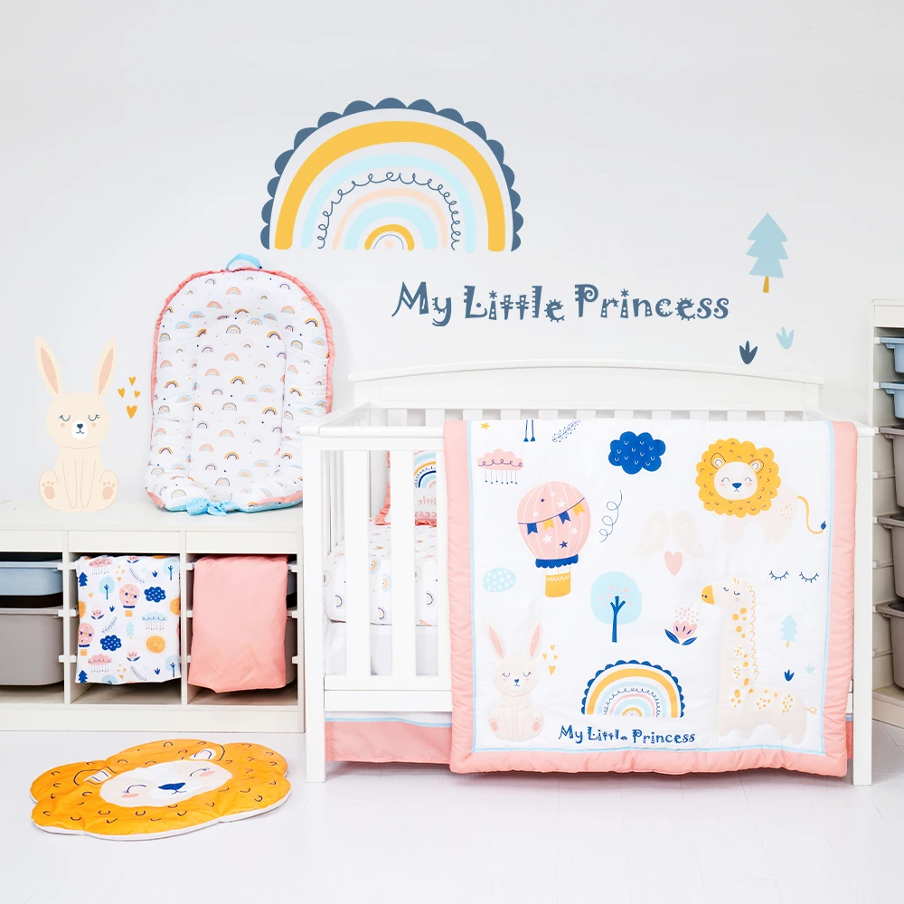 Cartoon Rainbow Animal Lion Design Baby Girl Bedding Set 100% Soft Cotton  Baby Crib Nursery Bedding Set - Buy Baby Crib Bedding Set,Crib Bedding Set  Baby,Baby Bedding Set Crib Product on Alibaba.com