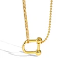 Bead U H-N553 Asymmetric Design Gold Plated Bead And Cuban Chain U Shape Necklace