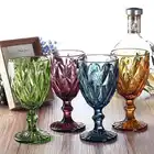 Goblet Colored Glass Goblets Wholesale Handmade Glass Embossed Cup Custom Color Goblet Cup
