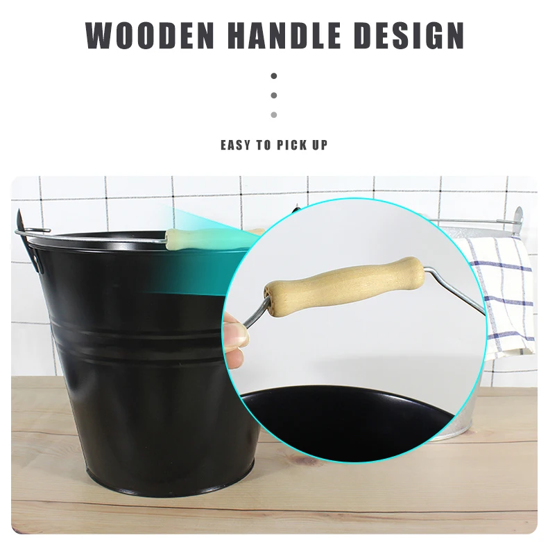 Most Popular Snack Storage Bucket With Handle Black Household Galvanized Iron Metal Snack Barrels