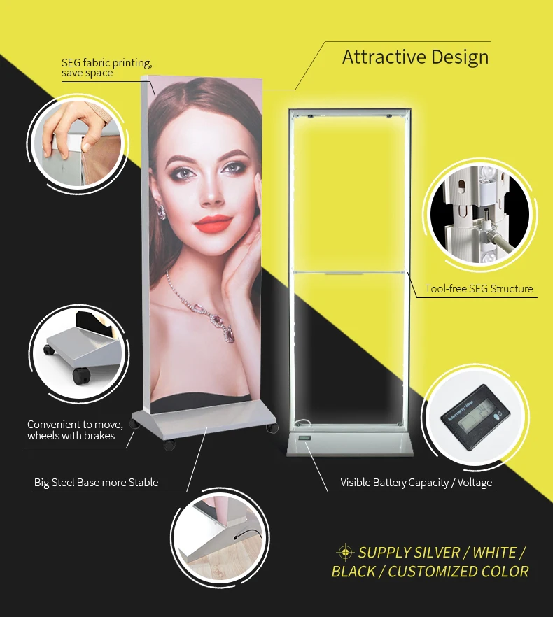 product tianlang led indoor screen charging advertising backlit billboard indoor stand lithium battery light box display-4