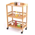 Multifunction 3 Tier Solid Bamboo Wood Tea Trolley