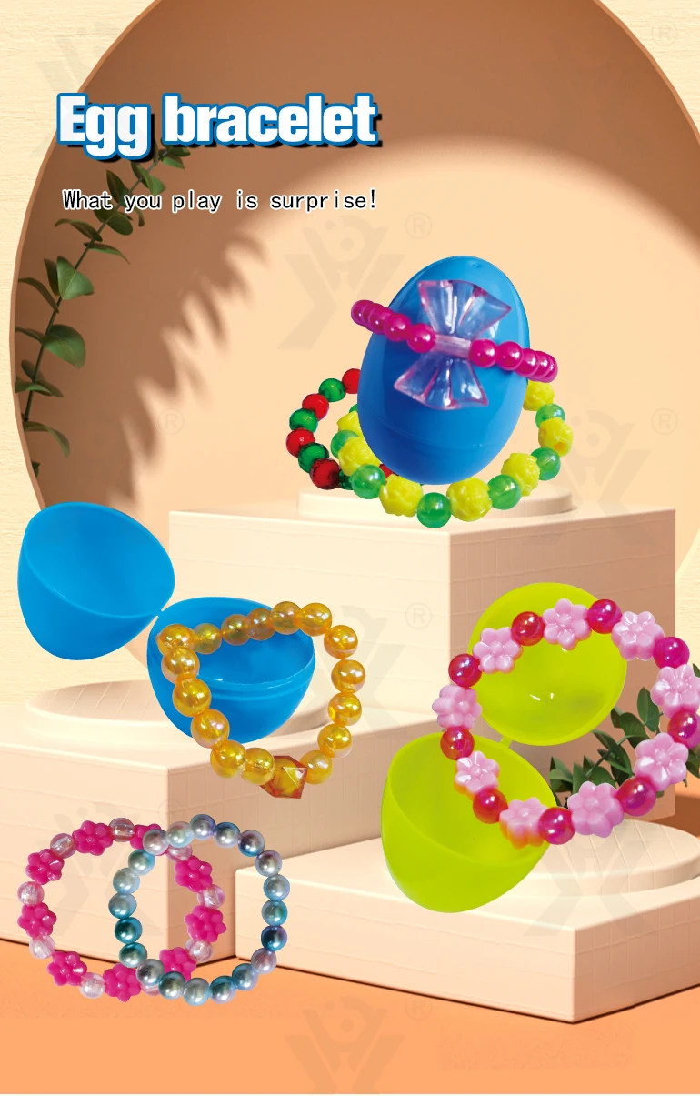 Chengji girl fashion charm easter egg bracelet toys beauty surprise toys kids party favors plastic easter eggs with toys inside