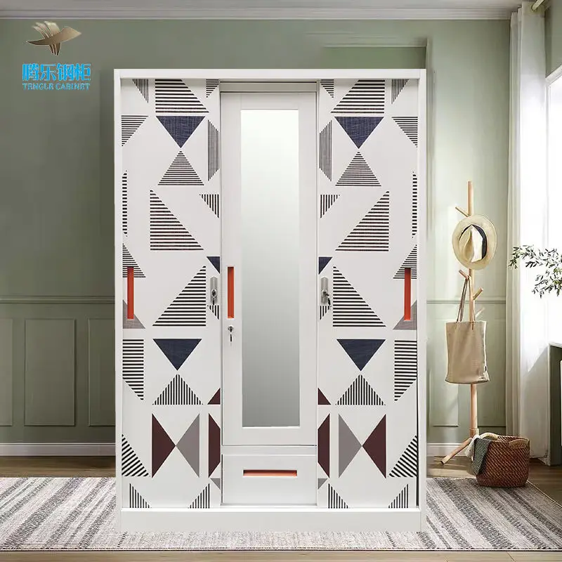 Wardrobes Bedroom Furniture Steel Storage Cupboard Metal Clothes Cabinets Wholesale Metal Closet Almirah Sliding Door