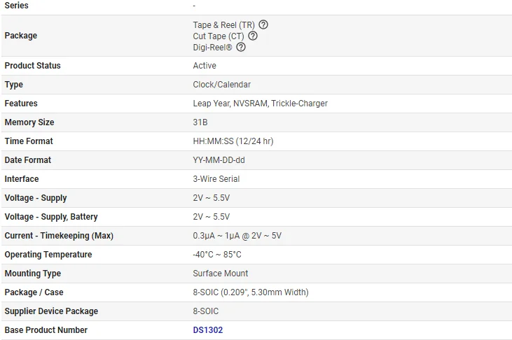 product real time clock ic ds1302sn ds1302 soic 8 serial rtc chip for timekeeping applications-0