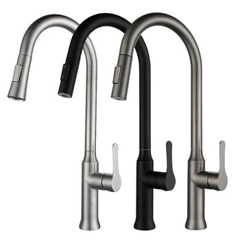 New Kitchen Sink Mixer Water Tap Faucet for Kitchenroom Black Torneira Tall Pull Down Spring Taps Kitchen Sink