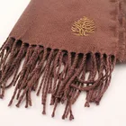 Woven Scarf Good Handfeel Woven Brushed Tassel Woven Embroidered Scarf For Winter