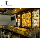 Yellow Onyx Slab Onyx Living Room Backlit Wall Cladding Design Natural Yellow Bubble Orange Onyx Slab