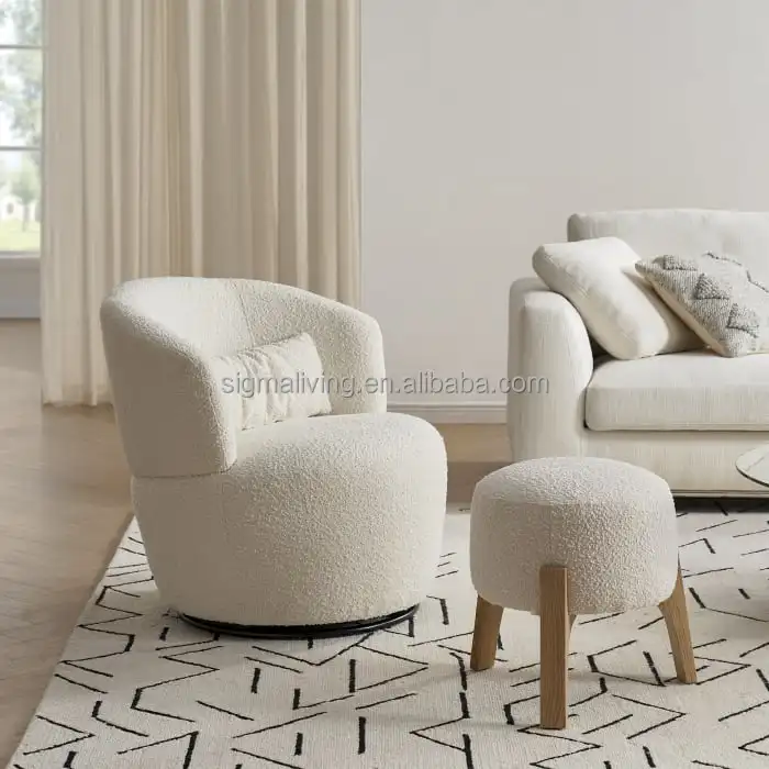 New indoor furniture wood base ottoman lovely high-quality living room armchair stool