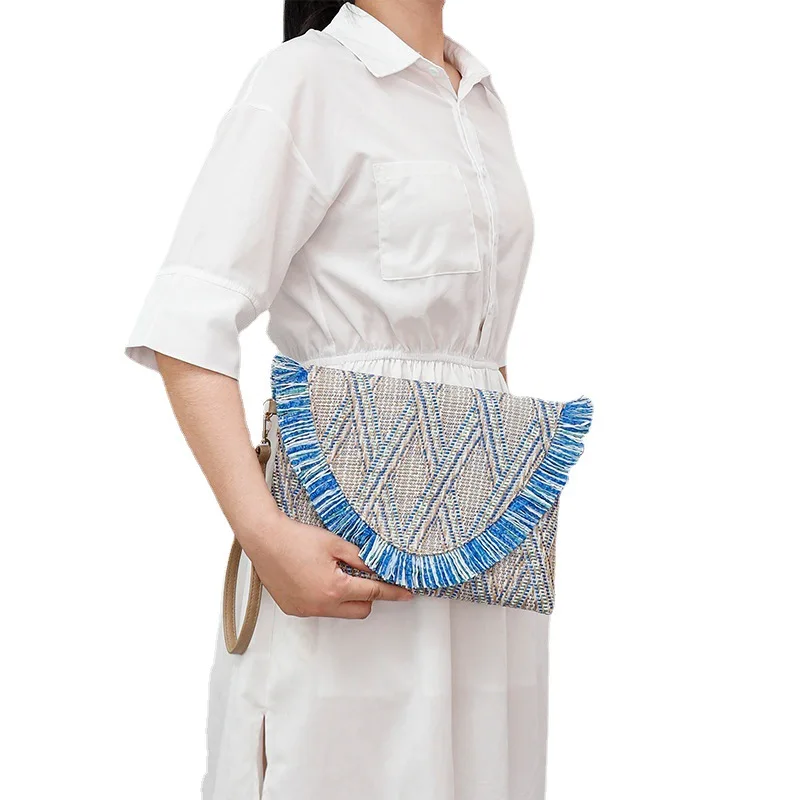 Handmade Bags Straw Woven Handbags 2023 Summer Beach Ladies Clutches Purse
