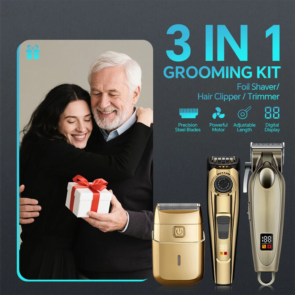 Professional USB Hair Cutter Trimmer Set for Humans Stainless Steel Barber Clippers for Household Hotel Use English Operating supplier