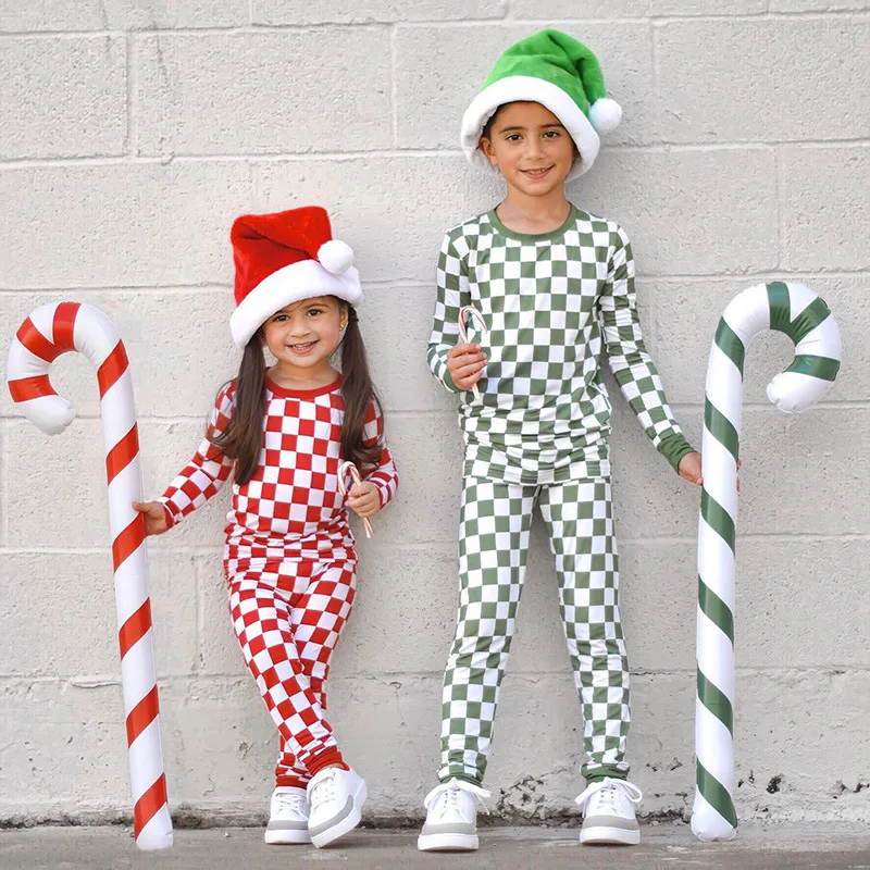 2022 Christmas kids boutique toddler girls clothing sets long sleeve printing 2pcs boys girls outfits Christmas pajamas