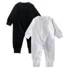 RTS Service Custom 100% Organic Cotton Baby Jumpsuit Clothes Plain Black Boy Rompers Onsies Bodysuit