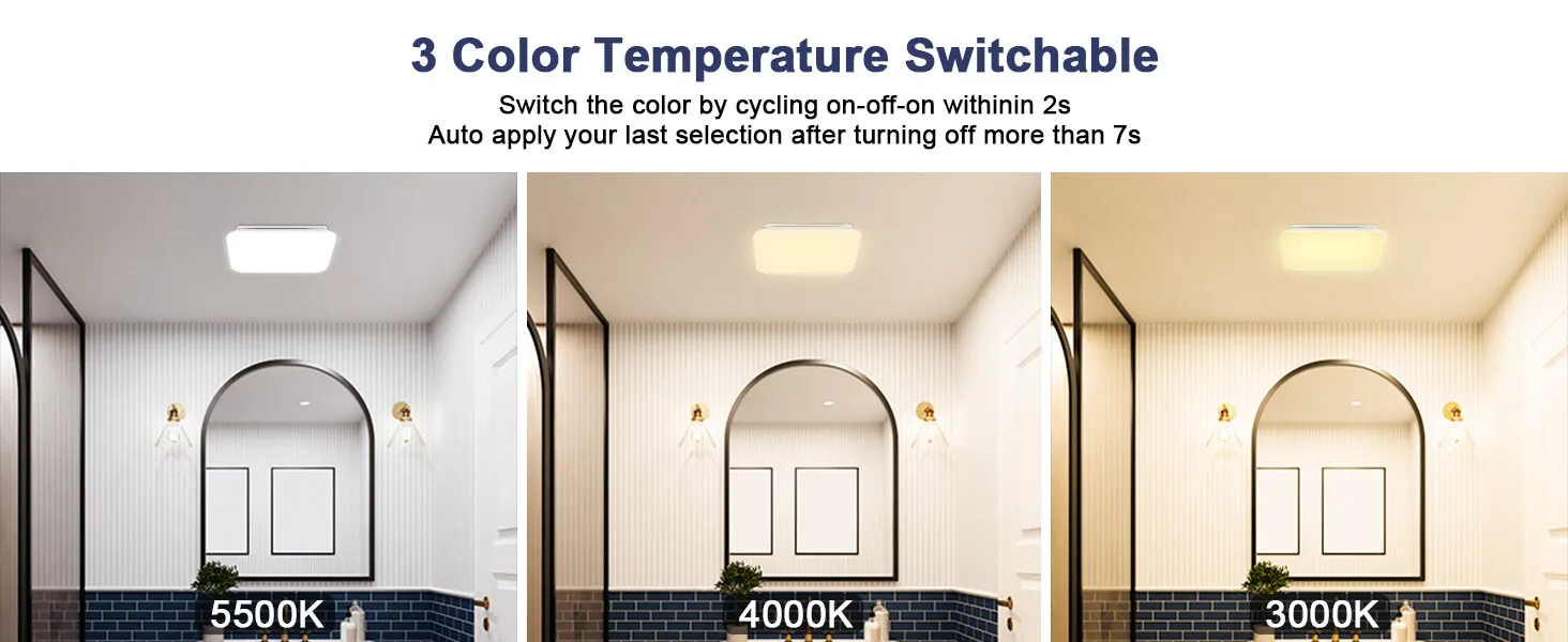 Bathroom Exhaust Fan, 110, CFM, 3000K/4000K/5500K, 1000LM - detail 6