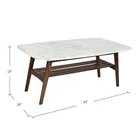 Furniture European Style Living Room Furniture Luxury Marble Coffee Table With Wooden Shelves
