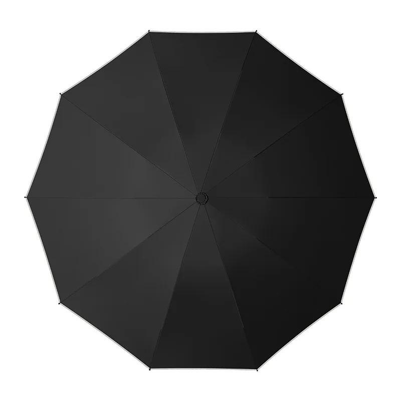 DD1895  Factory 10k Fully Automatic Umbrella With Reflective Strip Uv Proof Black Coating Large Windproof 3 Folding Umbrellas