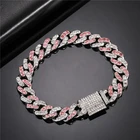 Bracelet Silver 11MM CZ Iced Out Bracelet Pink Silver Bracelet Hip Hop Bracelet