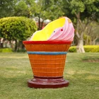 Table Fiberglass Resin Ice Cream Furniture Table Chairs Statue For Garden Decoration