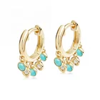 Silver Gemstone Earrings Gemnel 925 Silver Gemstone Jewelry Turquoise Huggie Hoop Earrings For Women