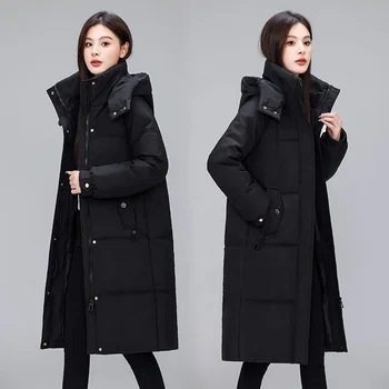 High-grade down cotton fashion down jacket women's mid-long winter new windproof warm foreign air thick coat