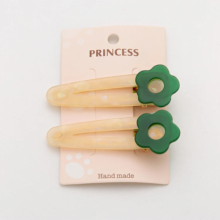 7.5CM fashion 2PCS -SET flower Hairpins for girl glitter acetate  Duck beak clip hair accessories set