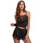 Style Set 2021 Hot Style American Ladies Home Pajamas S-6XL Sexy Lace Eyelash Satin 2 Pcs Underwear Set